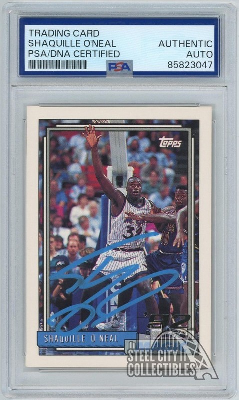 Shaquille O'Neal 1992-93 Topps Draft Pick Rookie Auto Card PSA/DNA (Light Blue)