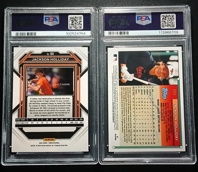 Jackson Holliday Rookie Cards RC (2 Cards) PSA Graded view 2