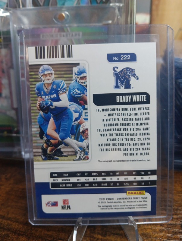 2021 Panini College Ticket Brady White Auto view 2
