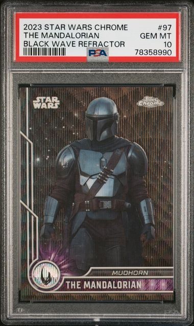 2023 TOPPS STAR WARS CHROME THE MANDALORIAN BLACK WAVE REFRACTOR #97 PSA 10