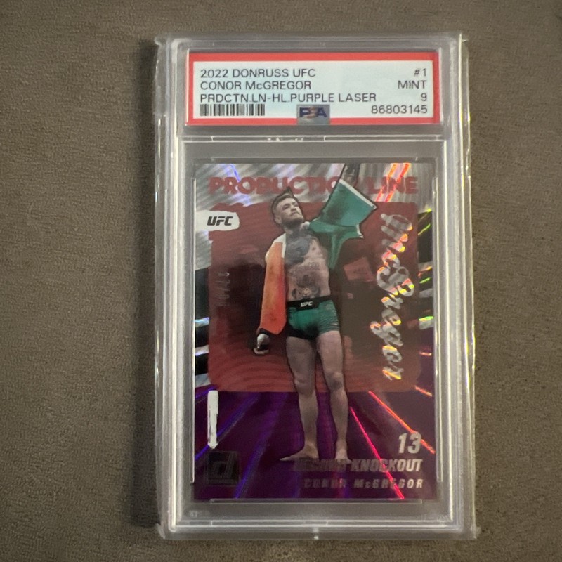2022 Donruss UFC CONOR McGREGOR Production Line Purple Laser/99 psa 9