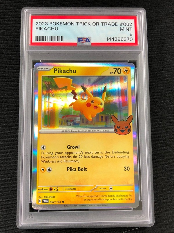Pokemon 2023 Pikachu Trick Or Trade 062/193 Holo PSA 9