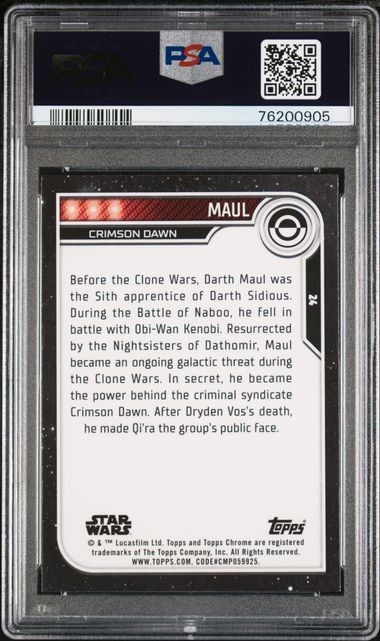 2023 TOPPS STAR WARS CHROME DARTH MAUL #24 PSA 9 view 2