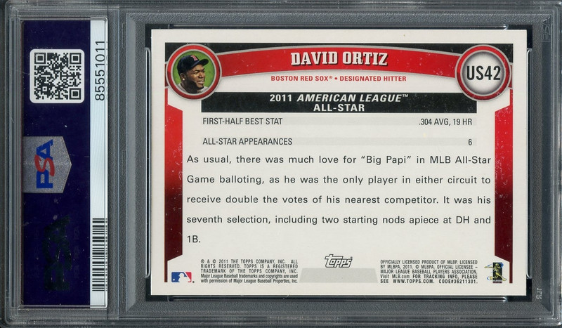 2011 Topps Update Diamond Anniversary #42 David Ortiz PSA 10 Low Pop HOF Boston view 2