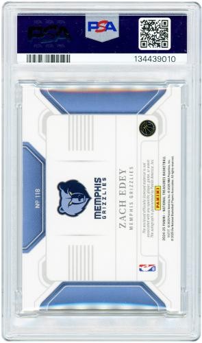 Zach Edey Grizzlies Signed 2024-25 National Treasures #118 1/1 PSA 9 Rookie Card view 2