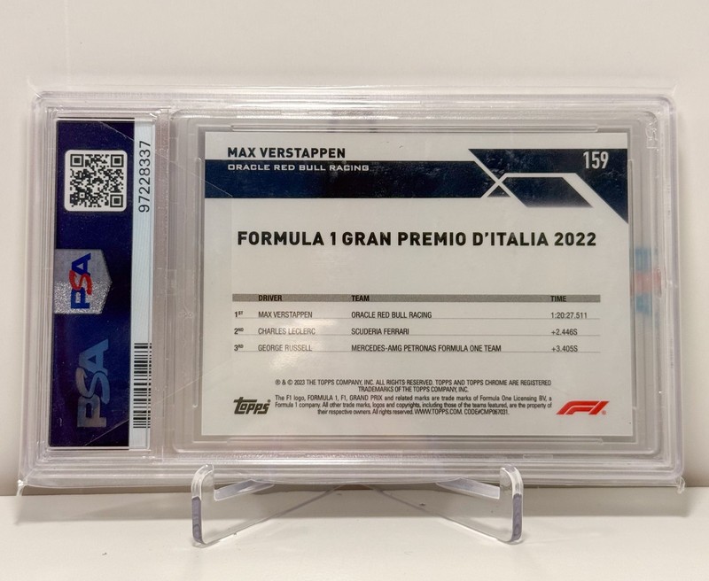 PSA 10 2023 Topps Chrome Sapphire F1 Max Verstappen #159 - Black & White /15 view 2