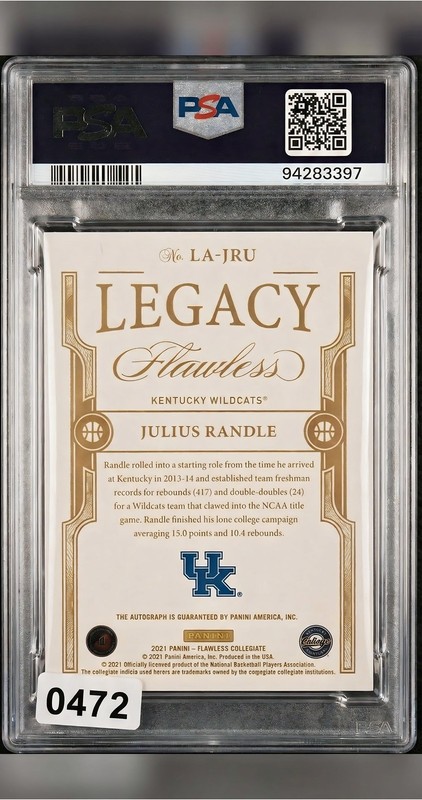 Julius Randle Legacy Nov 25 Auto NBA PSA9 Mint Trading Card Singles view 2