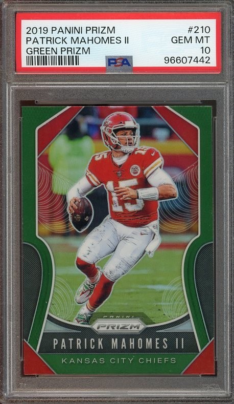 2019 Panini Prizm #210 Patrick Mahomes II GEM-MT Green Prizm PSA 10 Chiefs 7442