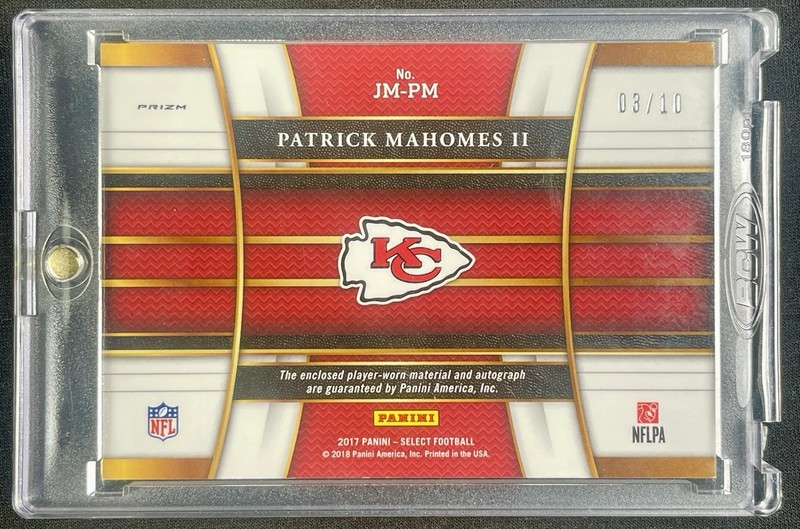 2017 Select Football Patrick Mahomes Patch Auto RPA Gold Prizm /10 ROOKIE READ view 2
