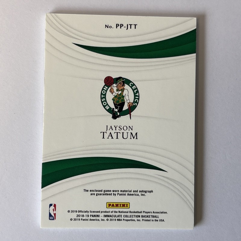 2018-19 Jayson Tatum Immaculate 1/25 Premium Game Used Patch Auto SSP Celtics  view 2