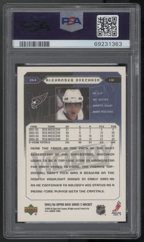 2005-06 Upper Deck Victory #264 - Alex Ovechkin - Rookie PSA 8 view 2