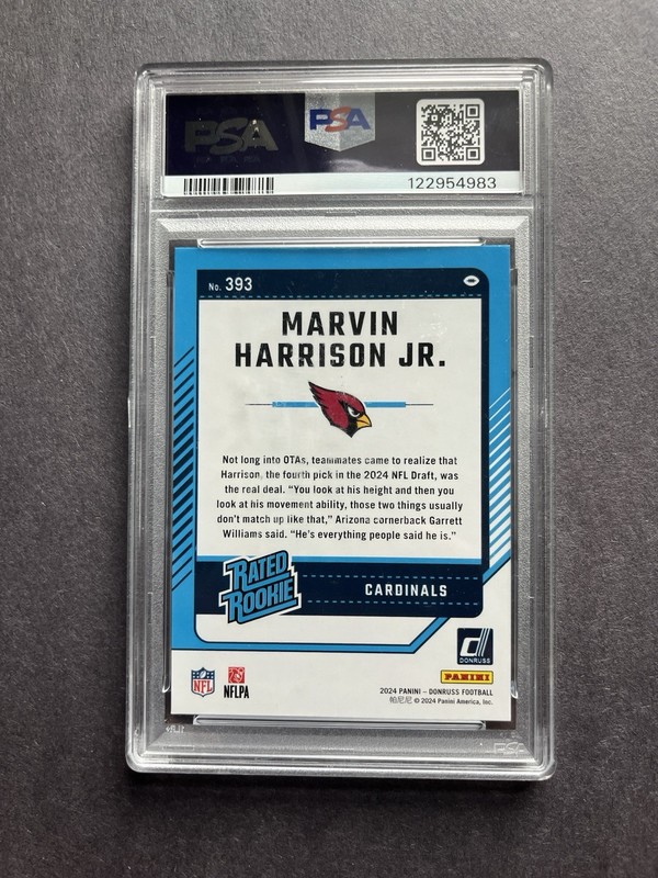 PSA 10 2024 Panini Donruss Rated Rookie Press Proof Yellow Marvin Harrison Jr #… view 2