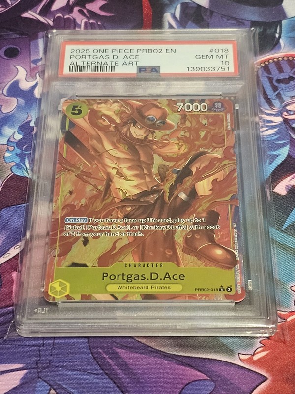 One Piece - Premium Booster Vol. 2 Portgas.D.Ace  PRB02-018 Alt Art PSA 10 ACE