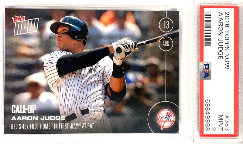 AARON JUDGE ROOKIE CARD PSA 9 2016 CALL UP HR 1ST MLB @ BAT TOPPS MINT GRADE view 2