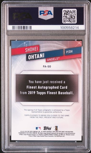 2019 SHOHEI OHTANI Topps Finest AUTOGRAPHS FA-S0 ON CARD AUTO PSA 9 view 2