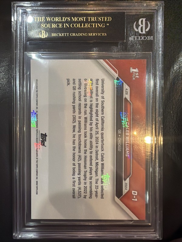 2024 Topps Now - Caleb Williams #D-1 /24667 (RC) BGS 10 BLACK LABEL PRISTINE view 2
