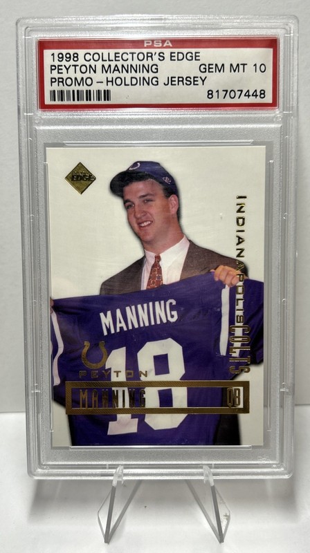 Peyton Manning 1998 Collector's Edge Odyssey Holding Jersey Promo RC PSA 10 HOF!