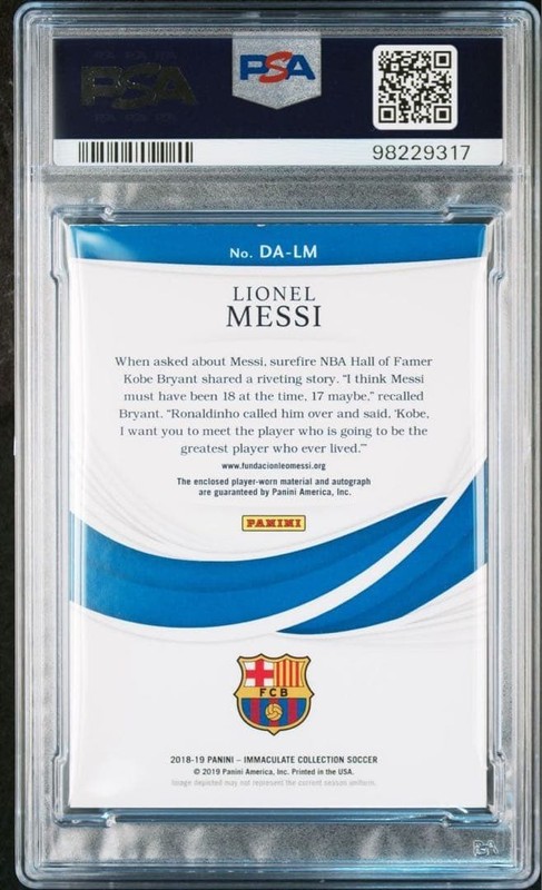 2018 Panini Immaculate Lionel Messi Match Worn Patch Auto PSA 6 /10 Barcelona view 2