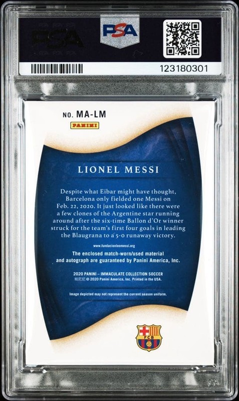 2020 Panini Immaculate Lionel Messi Match Worn Patch Auto PSA 8 /25 Barcelona view 2