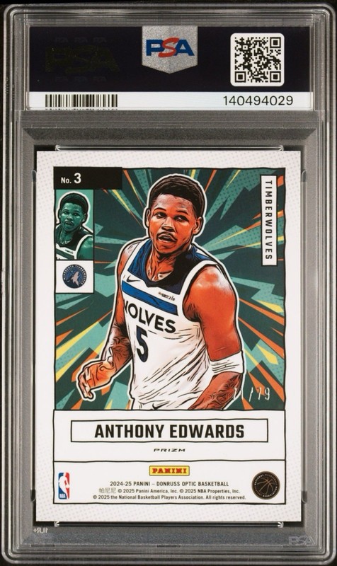 2024-25 Donruss Optic Net Marvels Anthony Edwards #3 Pink Velocity /79  PSA 10 view 2