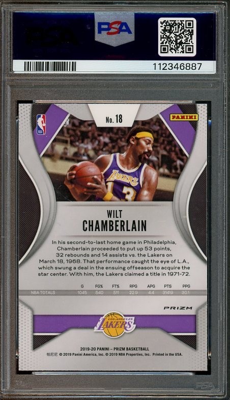 2019 Panini Prizm #18 Wilt Chamberlain MINT Red Ice PSA 9 Lakers 6887 view 2