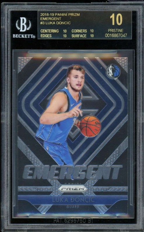 Luka Doncic Rookie Card 2018-19 Panini Prizm Emergent #3 (BLACK LABEL) BGS 10