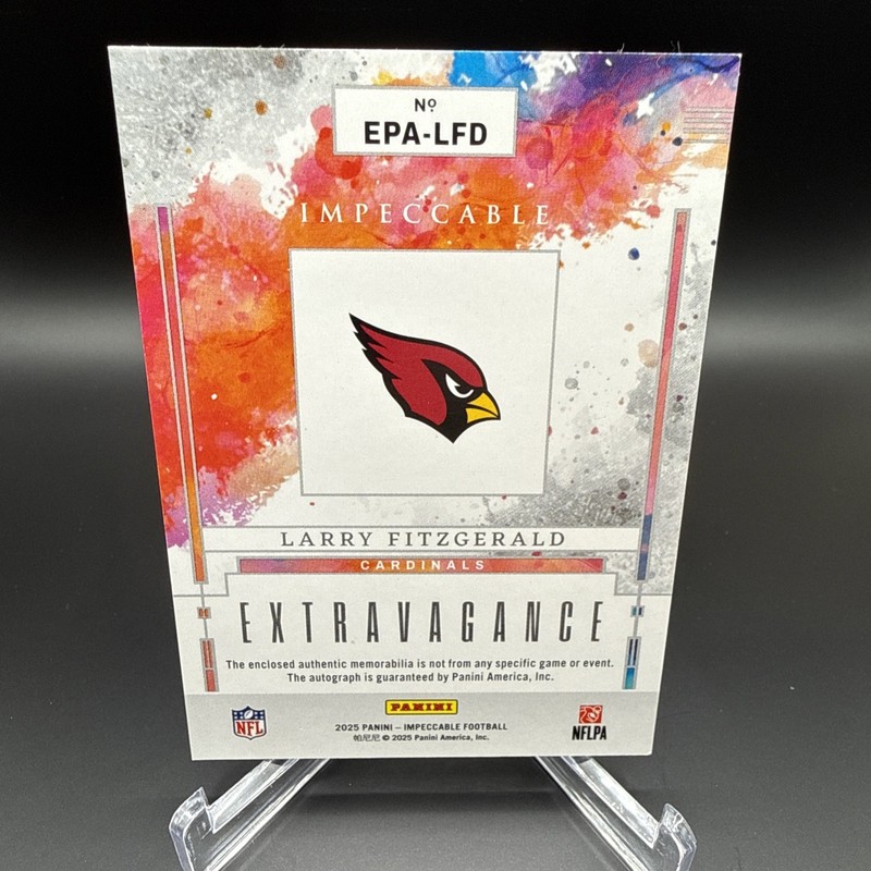 2025 Panini Impeccable Larry Fitzgerald Extravagance Patch Auto #9/25 view 2
