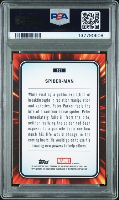 2025 TOPPS CHROME MARVEL SPIDER-MAN #101 PSA 9 view 2
