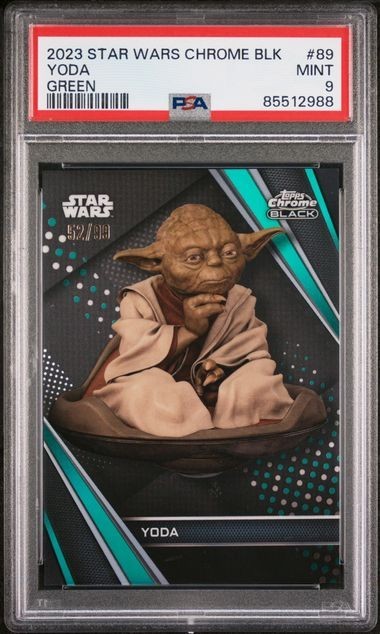 2023 Topps Star Wars Chrome Black YODA #89 Green Refractor /99 PSA 9