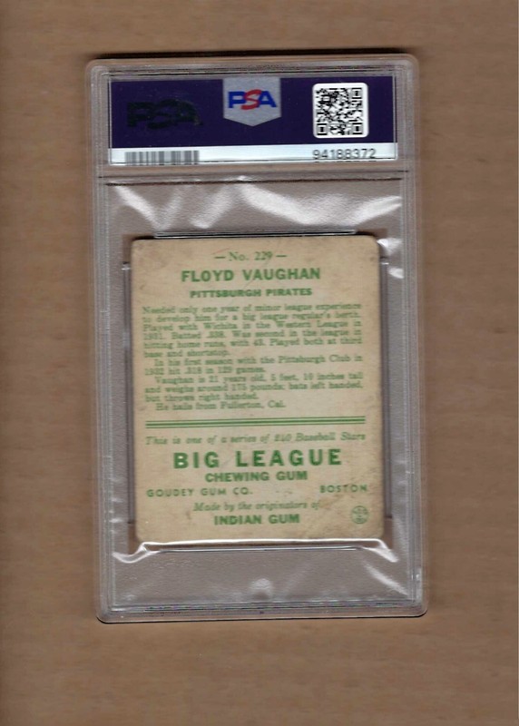 1933  GOUDEY  FLOYD  ARKY  VAUGHN  #  229    PSA  1 MK view 2
