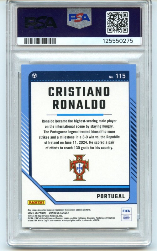 24-25 Donruss FIFA Silver #115 Cristiano Ronaldo Portugal Gem Mint PSA 10 view 2