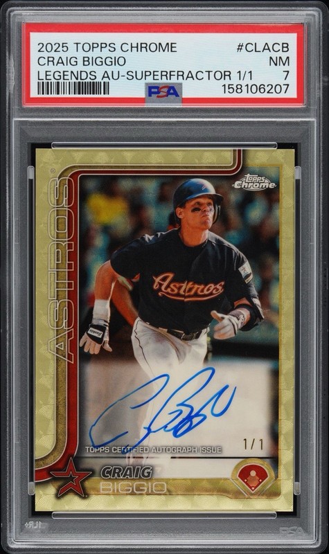 2025 Topps Chrome Craig Biggio Legends Auto Superfractor 1/1 PSA 7