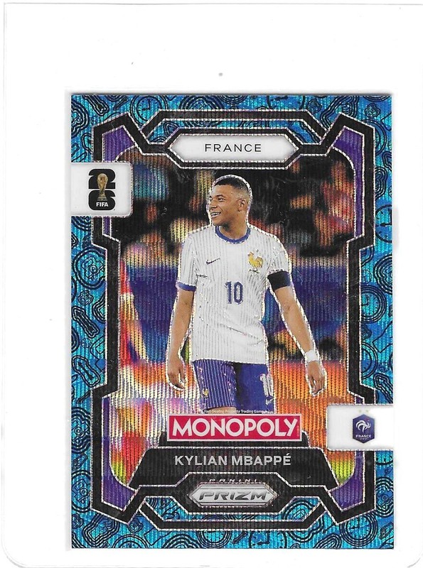 2026 Panini Prizm Monopoly World Cup Four Corners Blue Wave #7 Kylian Mbappe