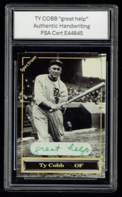 Ty Cobb HANDWRITTEN WORDS "great help" from Letter Custom Card PSA Read DESC!