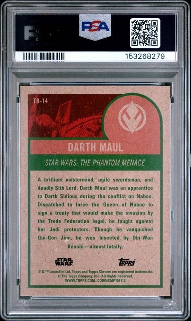 2025 TOPPS STAR WARS CHROME DARTH MAUL TRIBUTE TO '75 #TB14 PSA 10 view 2