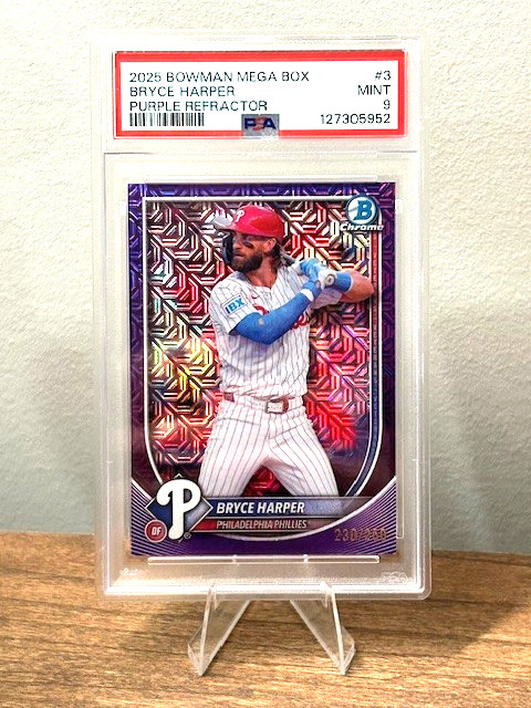 2025 Bowman Mega Box - Bryce Harper Purple Refractor PSA 9 Phillies 230/250