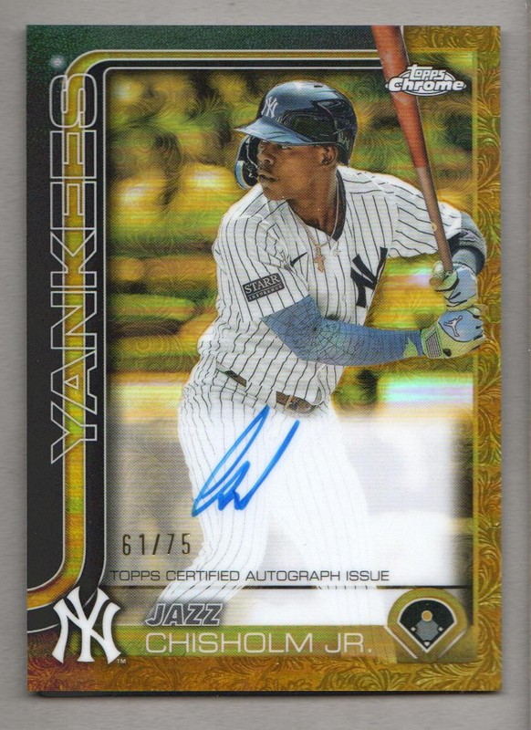 2025 Topps Chrome Gilded Collct. Gold Yellow #CGAJCJ Jazz Chisholm Jr. Auto /75