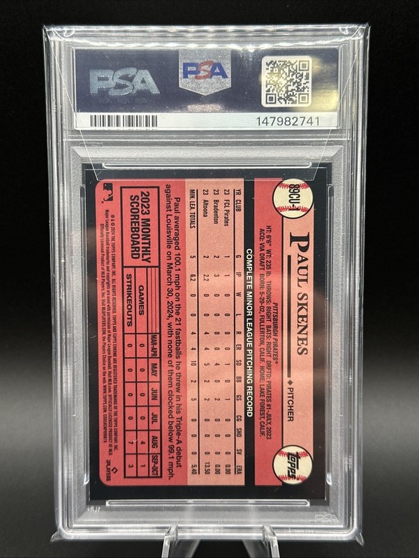 Topps Chrome Update 1989 Paul Skenes Rookie #89CU-1 PSA 9 Pittsburgh Pirates view 2