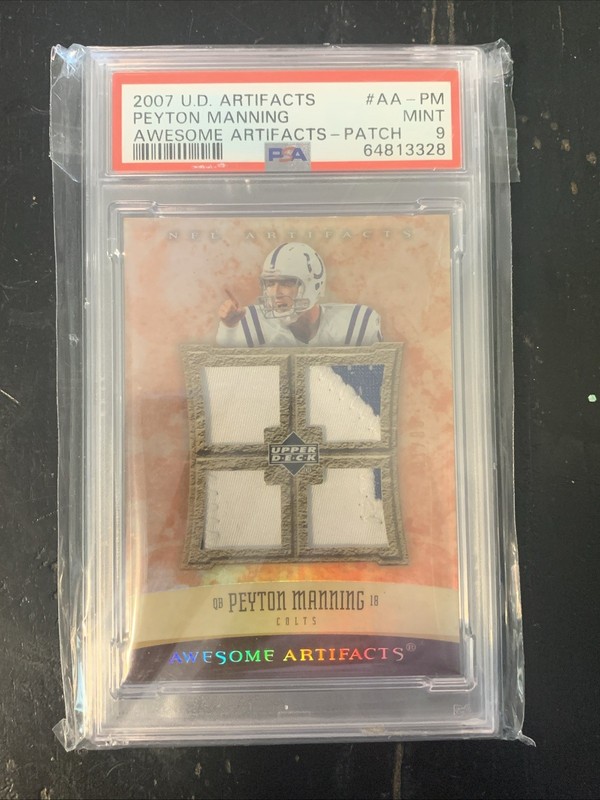 2007 Upper Deck Artifacts Peyton Manning Quad Game Worn Patch 08/10 PSA 9