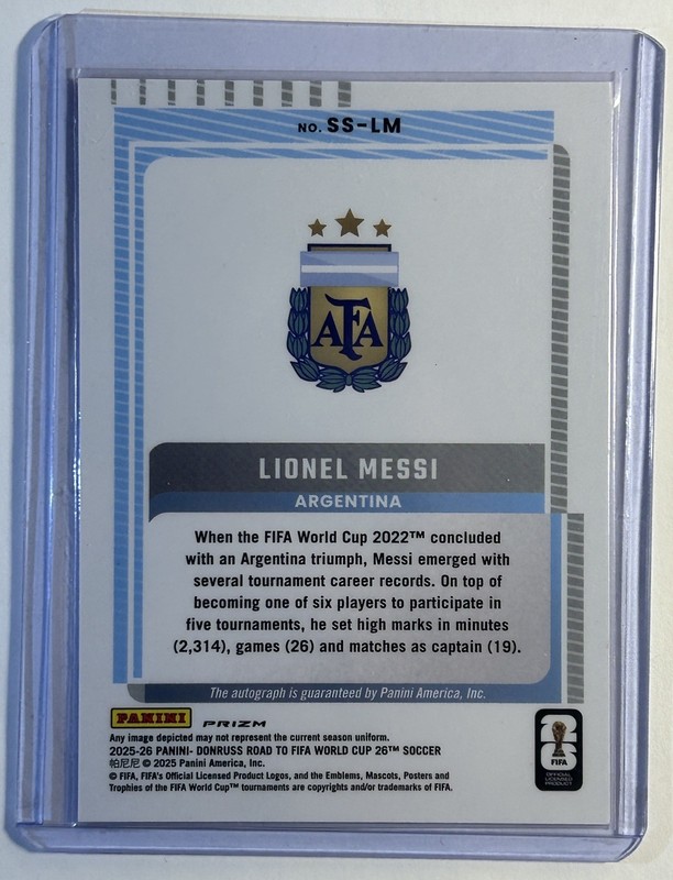 2025-26 Panini Donruss Road to World Cup Signature Series Lionel Messi Pink Auto view 2