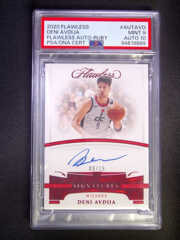 9/15 JSY# 1/1 2020-21 Panini Flawless Deni Avdija Rookie Auto Ruby PSA 9/10 POP1
