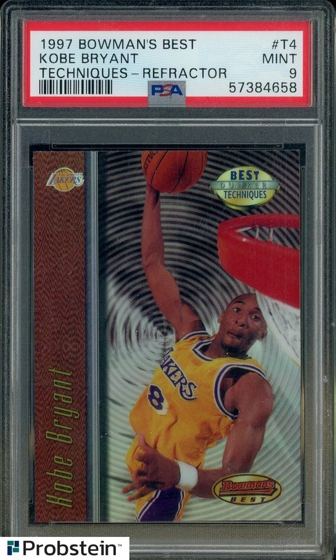 1997 Bowman's Best Techniques Refractor #T4 Kobe Bryant Lakers HOF PSA 9 MINT