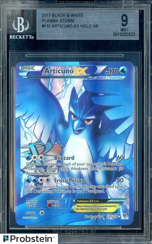2013 Pokemon Black & White Plasma Storm #132 Full Art / Articuno Ex BGS 9 MINT