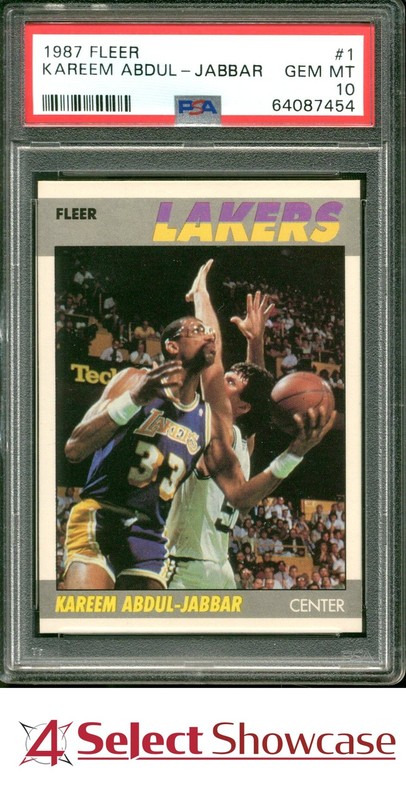 1987 FLEER #1 KAREEM ABDUL-JABBAR LAKERS HOF PSA 10