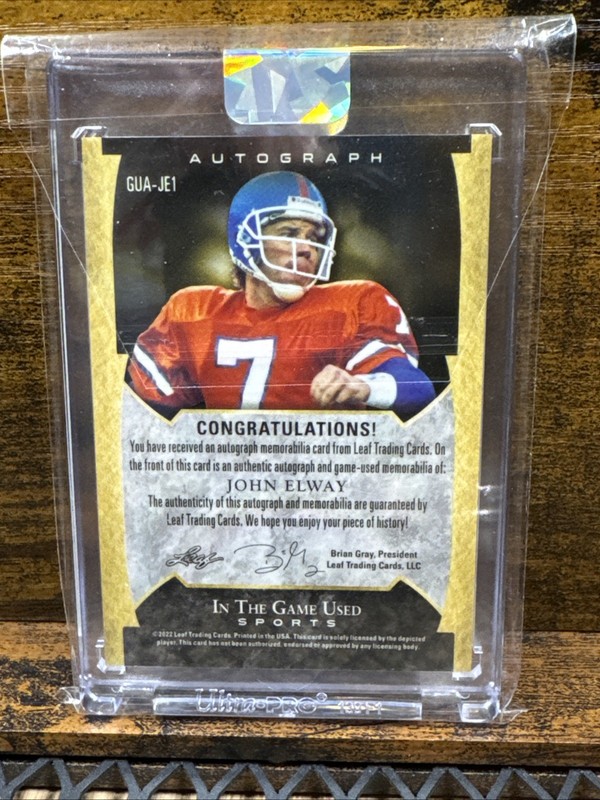 John Elway 2022 Leaf In The Game Used Auto /30 Denver Broncs Game-Worn Relic🏈🔥 view 2