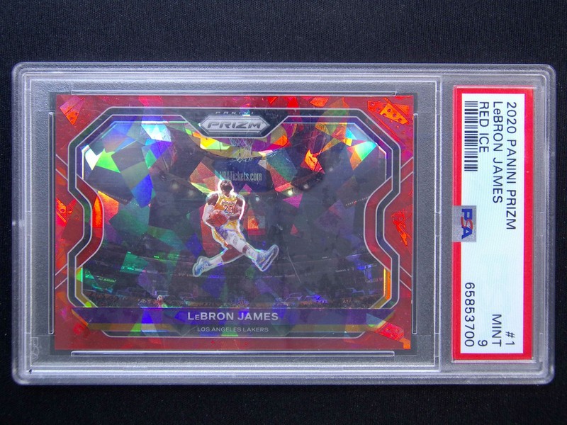 2020-21 Panini Prizm LeBron James #1 Kobe Tribute Red Ice PSA 9