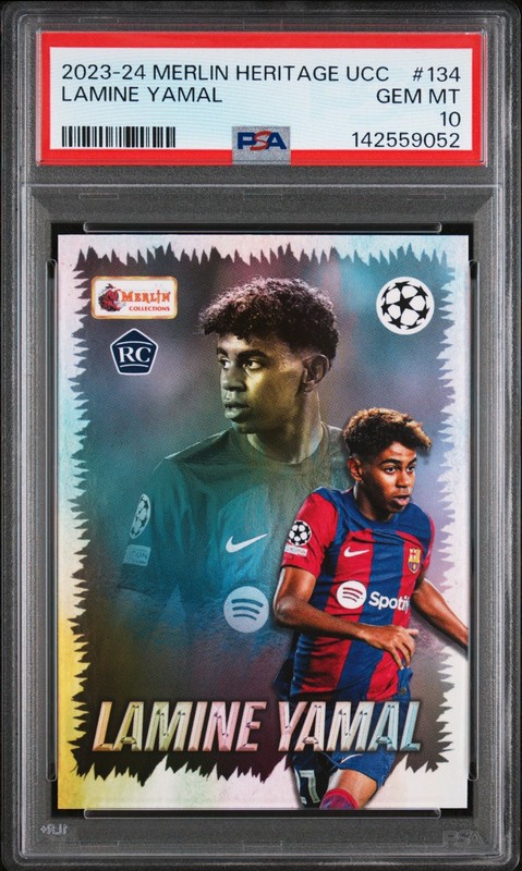 Lamine Yamal 2023-24 Topps Merlin Heritage UCC #134 Rookie RC - PSA 10