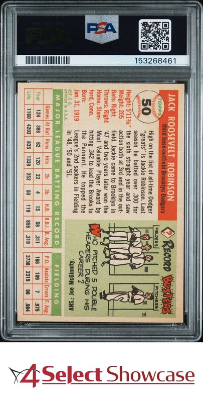1955 TOPPS #50 JACKIE ROBINSON DODGERS HOF PSA 6 view 2