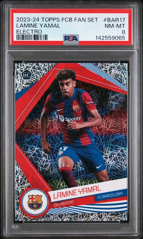 Lamine Yamal 2023-24 Topps FC Barcelona Fan Set ELECTRO Rookie RC - PSA 8 - RARE