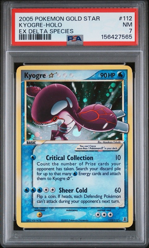 Pokemon Kyogre Gold Star EX Delta Species Holo Ultra Rare #112 PSA 7